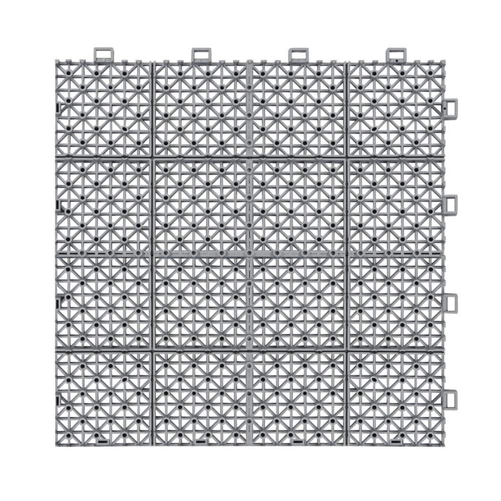 Tidoin Outdoor 1 ft. x 1 ft. Composite Deck Tile in Gray(60 Per Box)