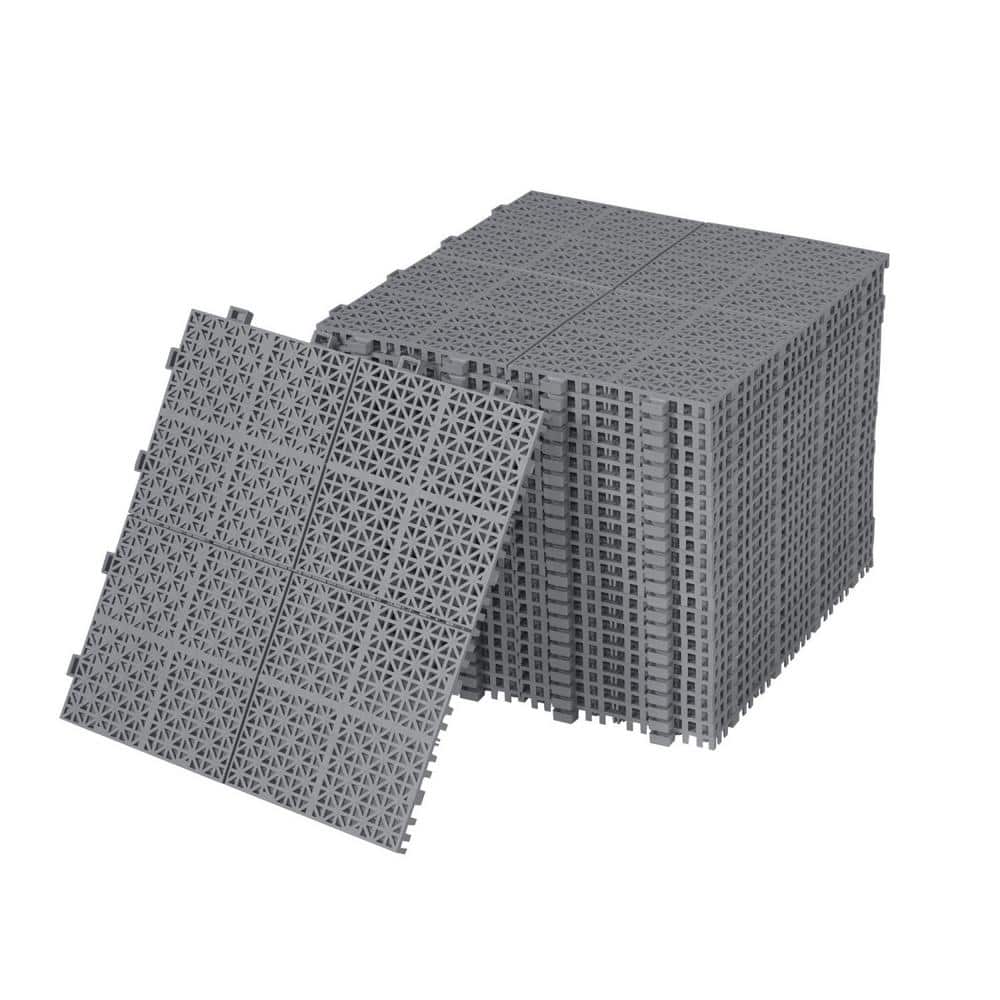 Tidoin Outdoor 1 ft. x 1 ft. Composite Deck Tile in Gray(24 Per Box)