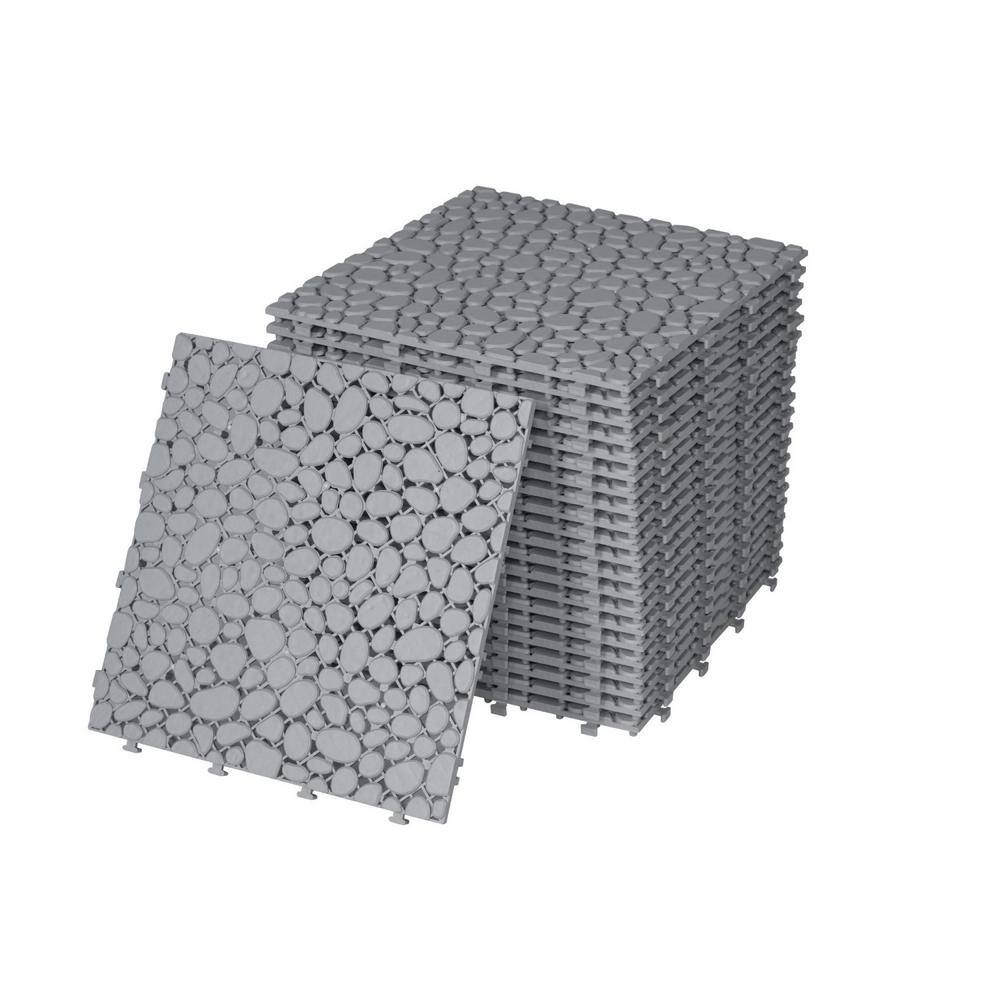 Tidoin Outdoor 1 ft. x 1 ft. Composite Deck Tile in Gray(24 Per Box)