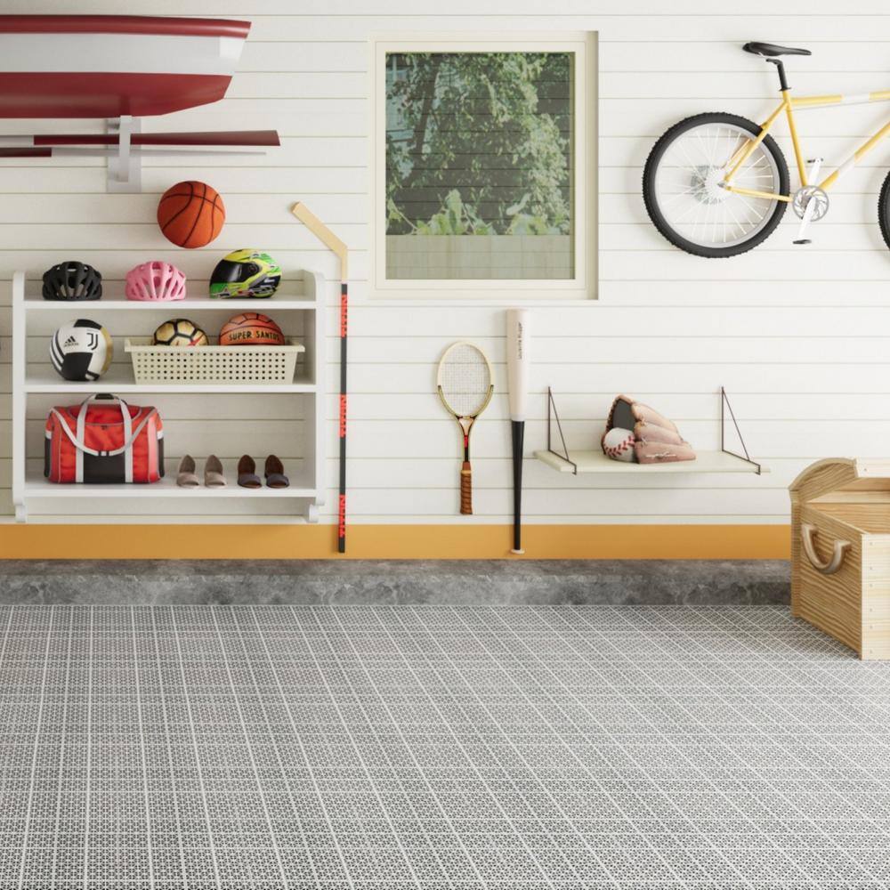 Tidoin Outdoor 1 ft. x 1 ft. Composite Deck Tile in Gray(12 Per Box)