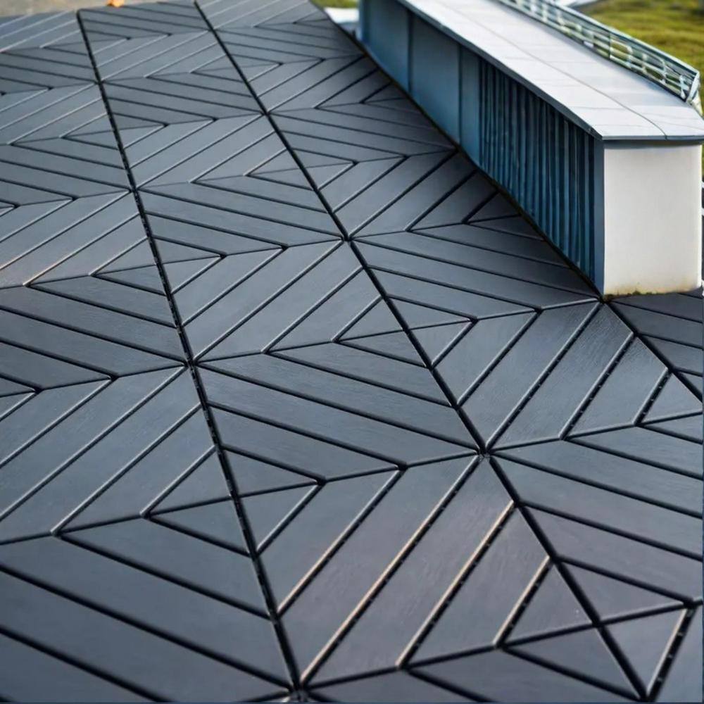 Tidoin Outdoor 1 ft. x 1 ft. Composite Interlocking Tile Deck Tile in Gray(44 Per Box)