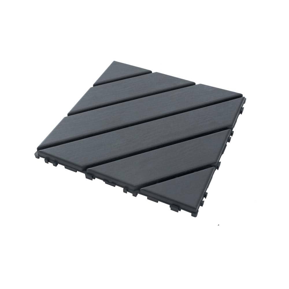 Tidoin Outdoor 1 ft. x 1 ft. Composite Interlocking Tile Deck Tile in Gray(44 Per Box)