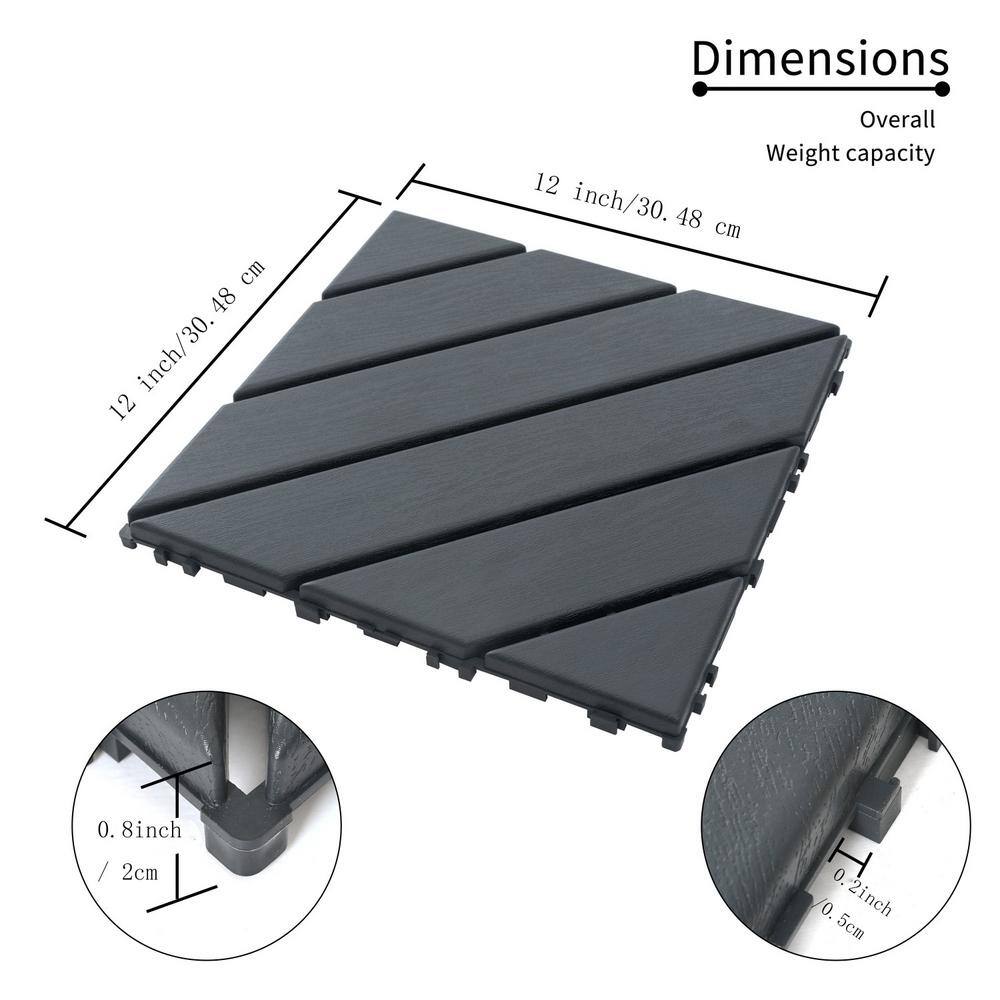 Tidoin Outdoor 1 ft. x 1 ft. Composite Interlocking Tile Deck Tile in Gray(44 Per Box)
