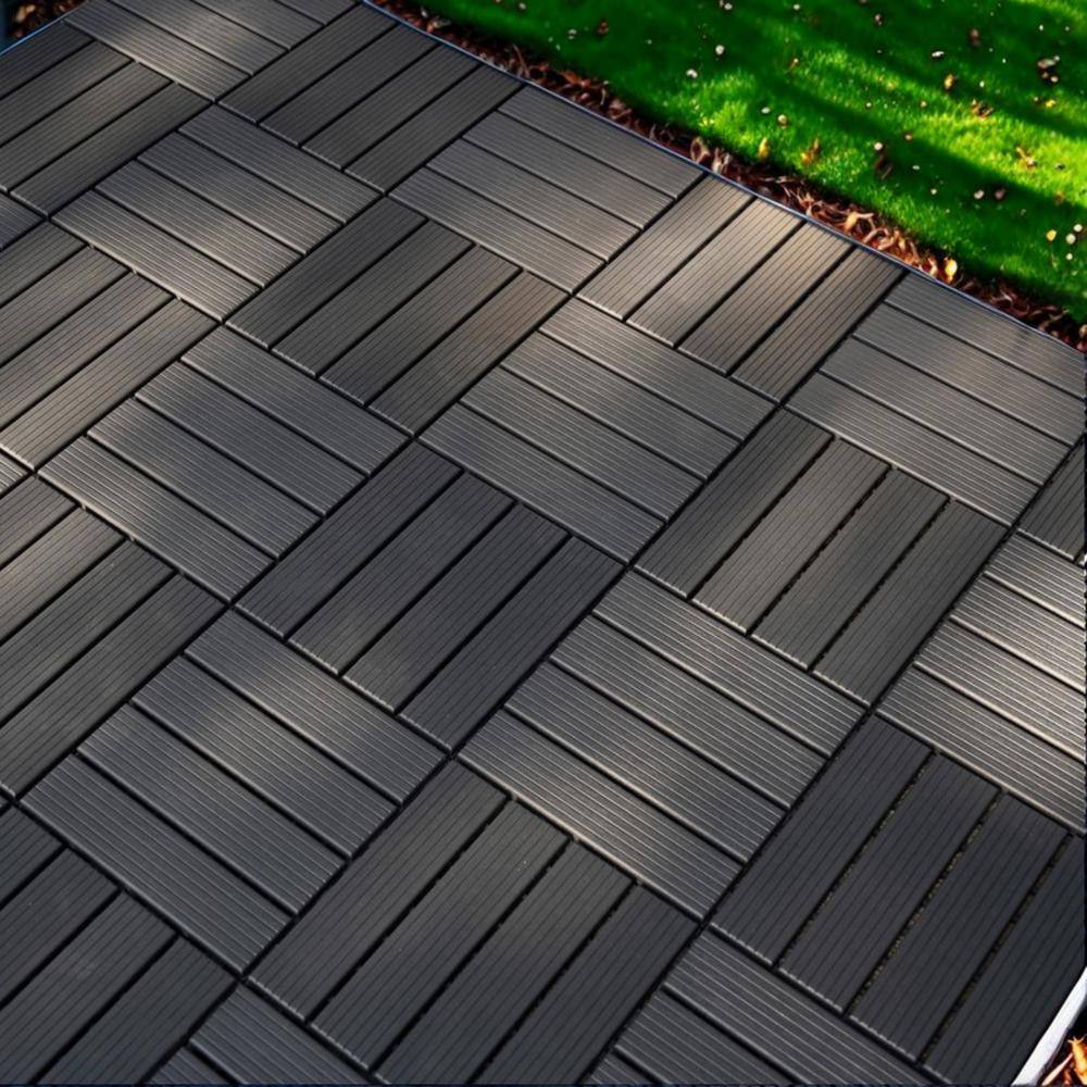 Tidoin Outdoor 1 ft. x 1 ft. Composite Interlocking Tile Deck Tile in Gray(44 Per Box)