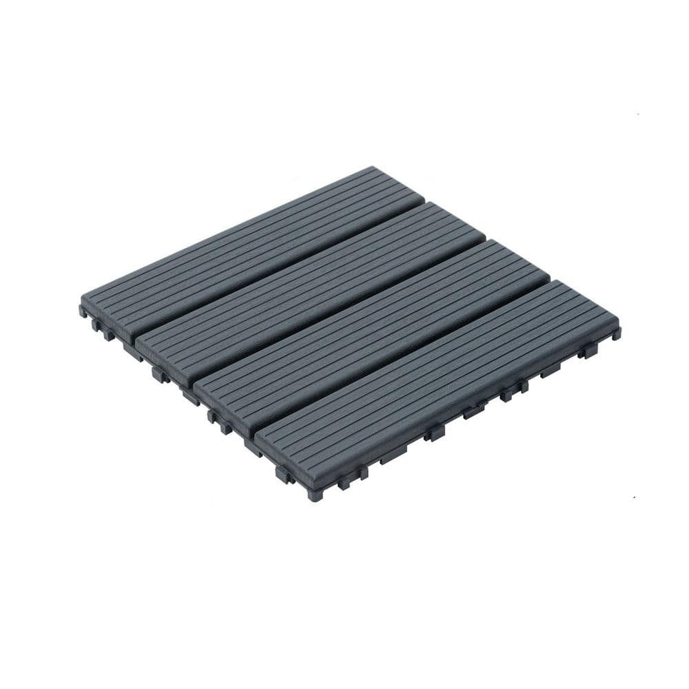 Tidoin Outdoor 1 ft. x 1 ft. Composite Interlocking Tile Deck Tile in Gray(44 Per Box)