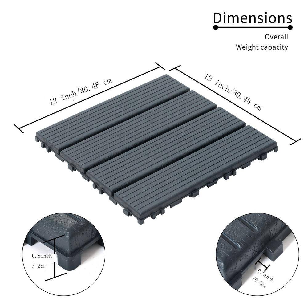 Tidoin Outdoor 1 ft. x 1 ft. Composite Interlocking Tile Deck Tile in Gray(44 Per Box)