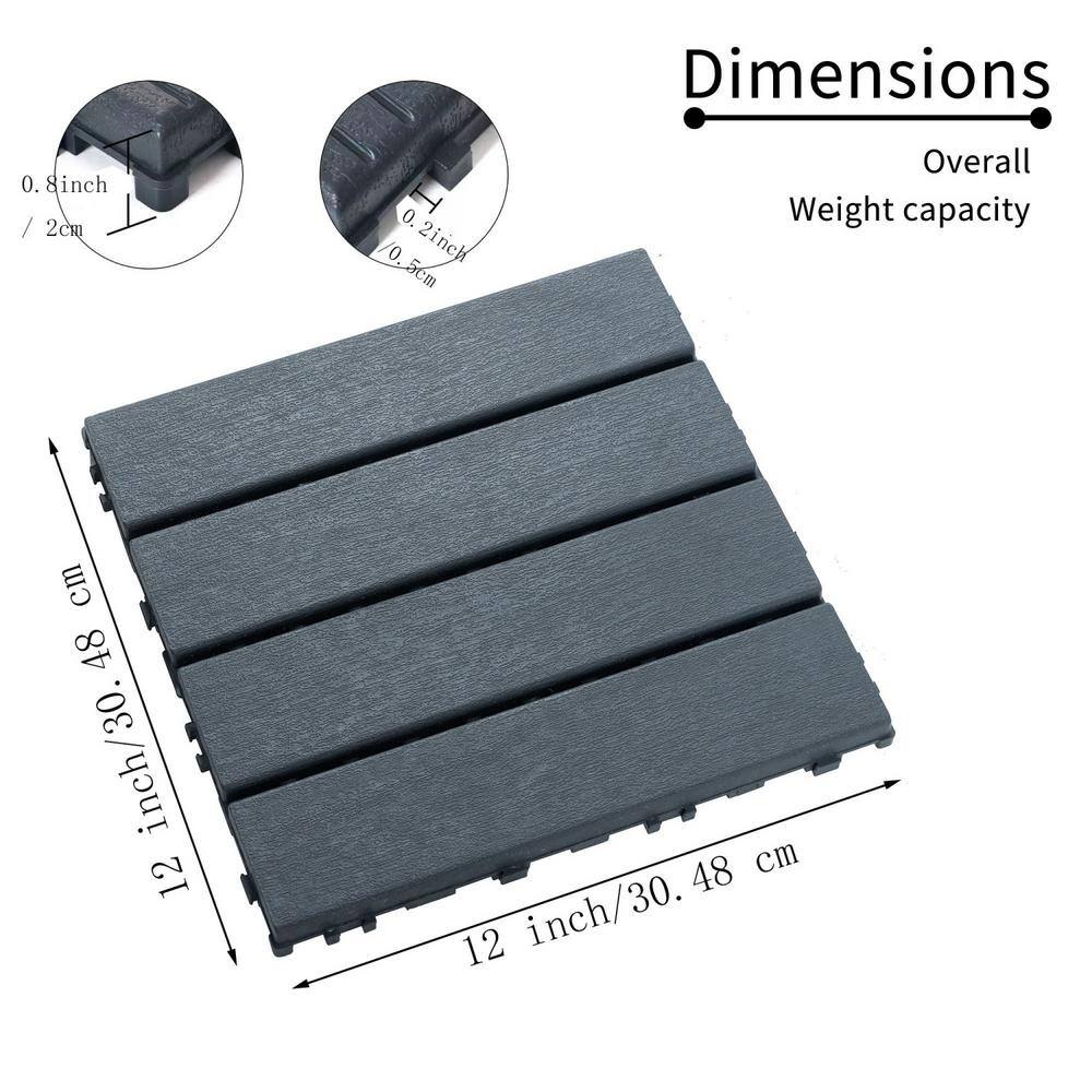 Tidoin Outdoor 1 ft. x 1 ft. Composite Interlocking Tile Deck Tile in Gray(44 Per Box)