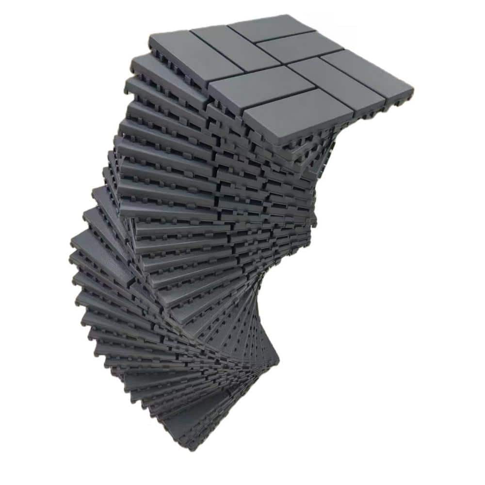 Tidoin Outdoor 1 ft. x 1 ft. Composite Interlocking Tile Deck Tile in Gray(36 Per Box)