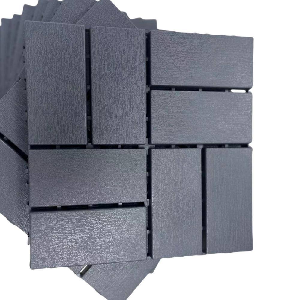 Tidoin Outdoor 1 ft. x 1 ft. Composite Interlocking Tile Deck Tile in Gray(36 Per Box)