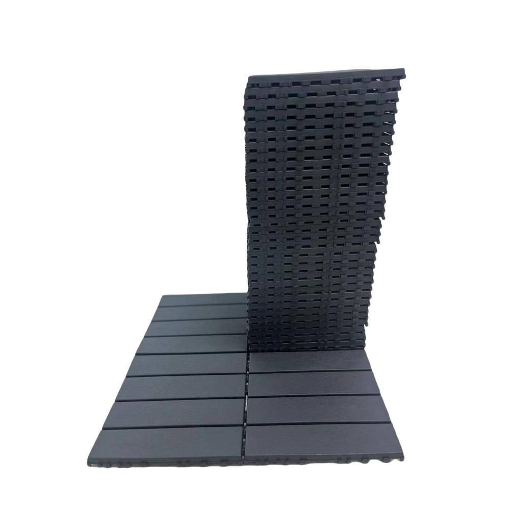 Tidoin Outdoor 1 ft. x 1 ft. Composite Interlocking Tile Deck Tile in Gray(36 Per Box)