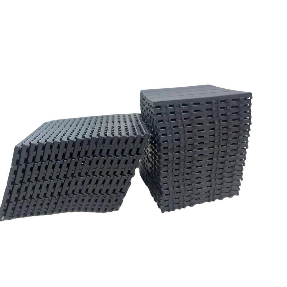 Tidoin Outdoor 1 ft. x 1 ft. Composite Interlocking Tile Deck Tile in Gray(36 Per Box)