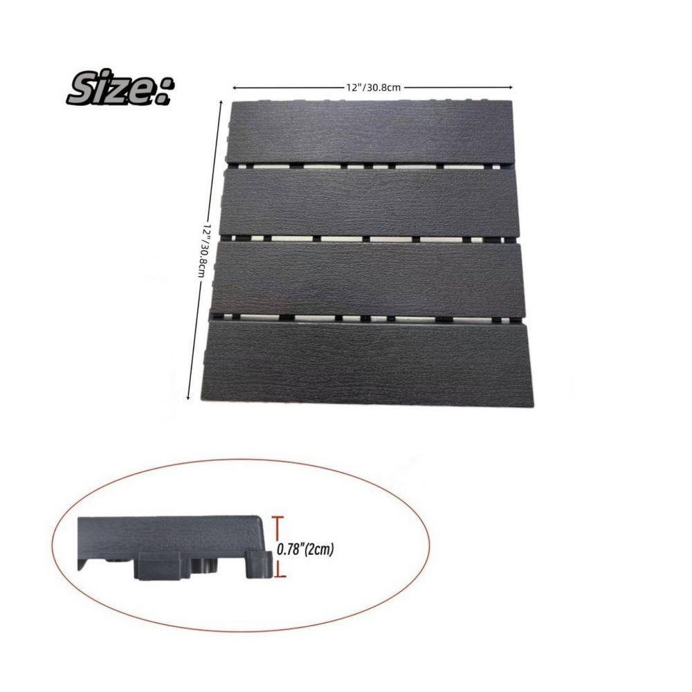 Tidoin Outdoor 1 ft. x 1 ft. Composite Interlocking Tile Deck Tile in Gray(36 Per Box)