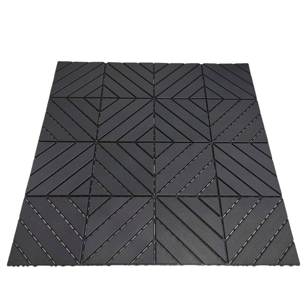 Tidoin Outdoor 1 ft. x 1 ft. Composite Interlocking Tile Deck Tile in Gray(36 Per Box)