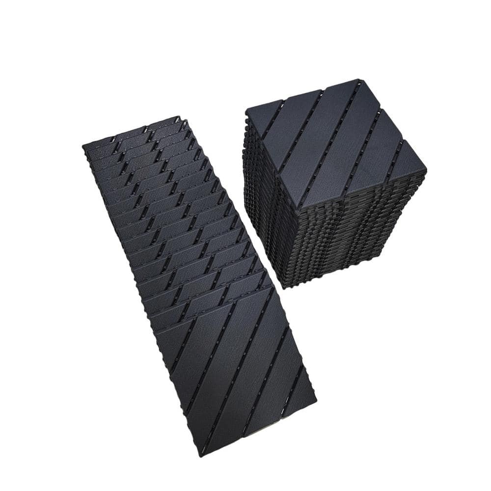 Tidoin Outdoor 1 ft. x 1 ft. Composite Interlocking Tile Deck Tile in Gray(36 Per Box)