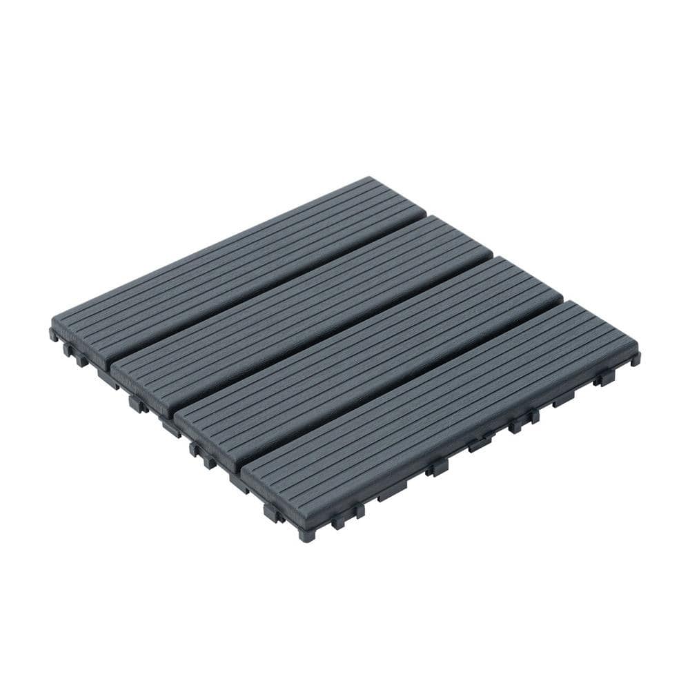 Tidoin Outdoor 1 ft. x 1 ft. Composite Interlocking Tile Deck Tile in Gray(44 Per Box)