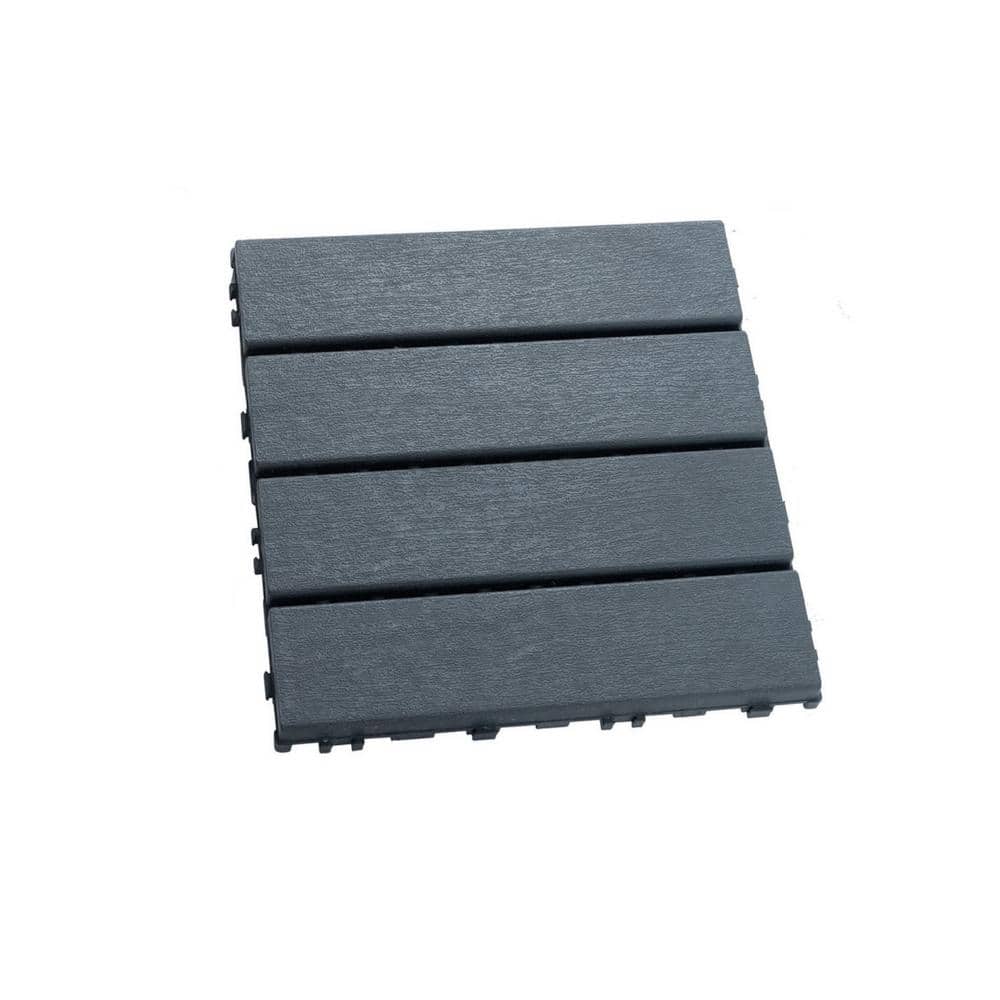 Tidoin Outdoor 1 ft. x 1 ft. Composite Interlocking Tile Deck Tile in Gray(27 Per Box)