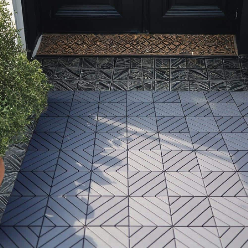 Tidoin Outdoor 1 ft. x 1 ft. Composite Interlocking Tile Deck Tile in Gray(27 Per Box)
