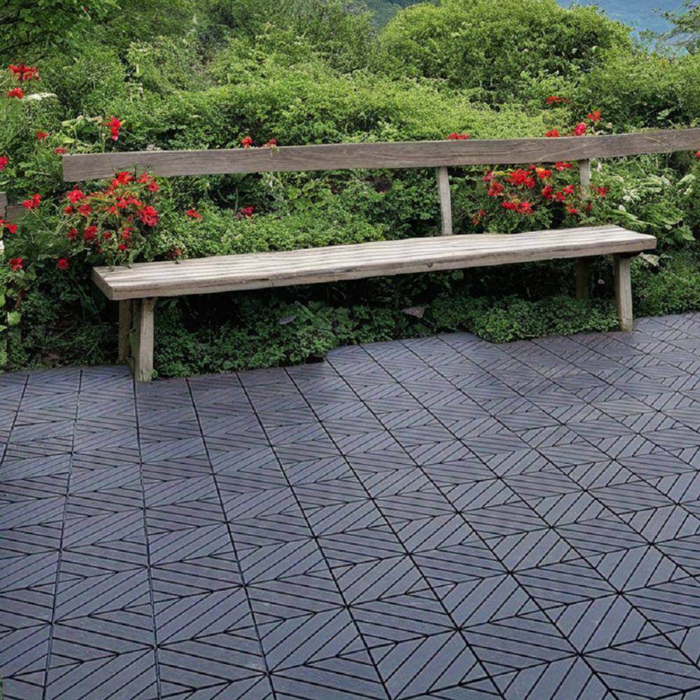 Tidoin Outdoor 1 ft. x 1 ft. Composite Interlocking Tile Deck Tile in Gray(27 Per Box)