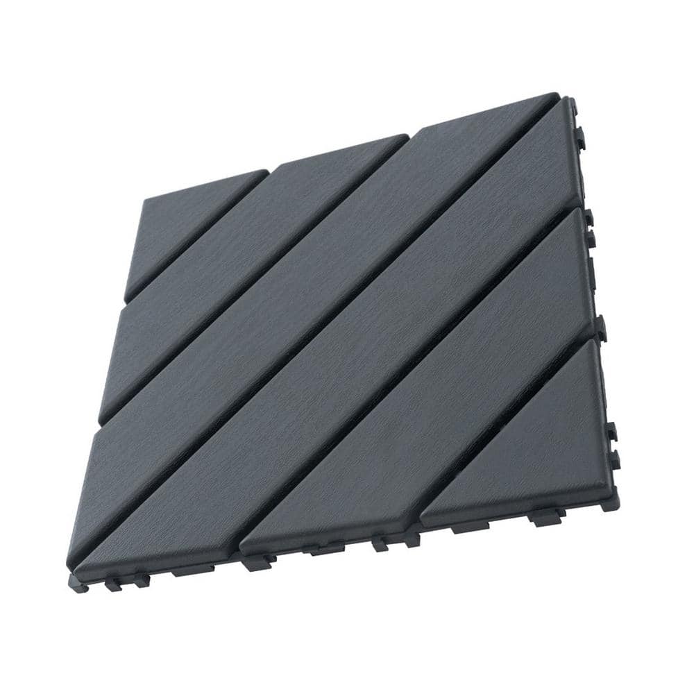 Tidoin Outdoor 1 ft. x 1 ft. Composite Interlocking Tile Deck Tile in Gray(27 Per Box)