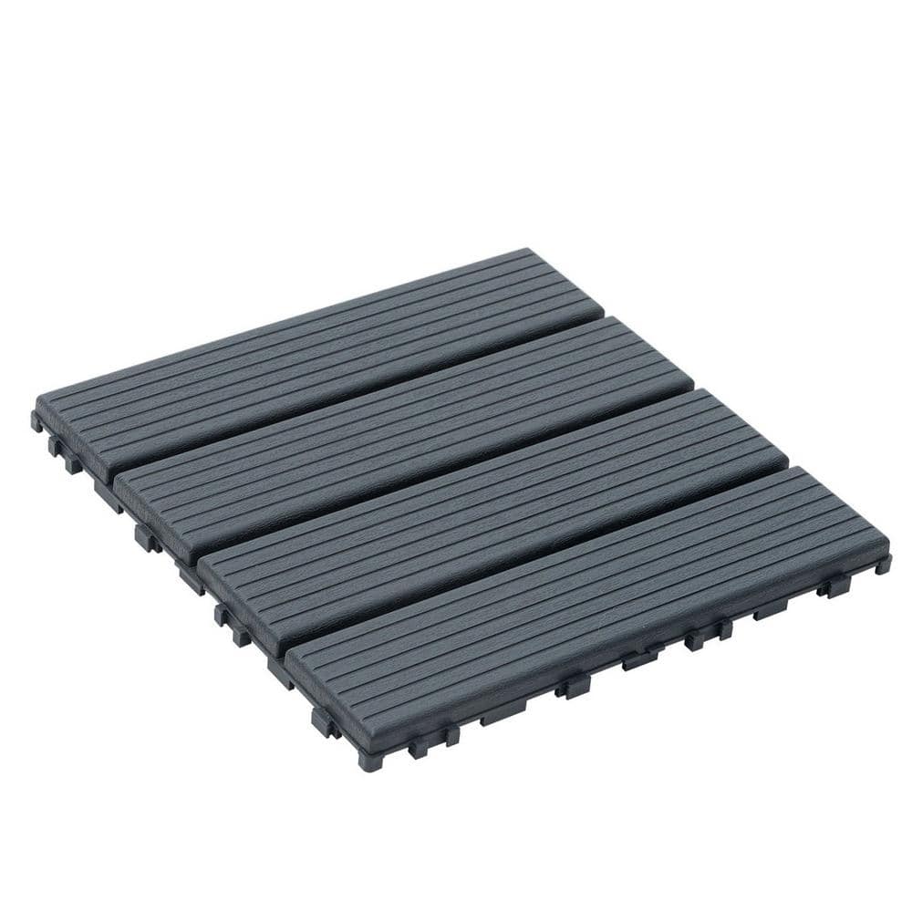 Tidoin Outdoor 1 ft. x 1 ft. Composite Interlocking Tile Deck Tile in Gray(27 Per Box)