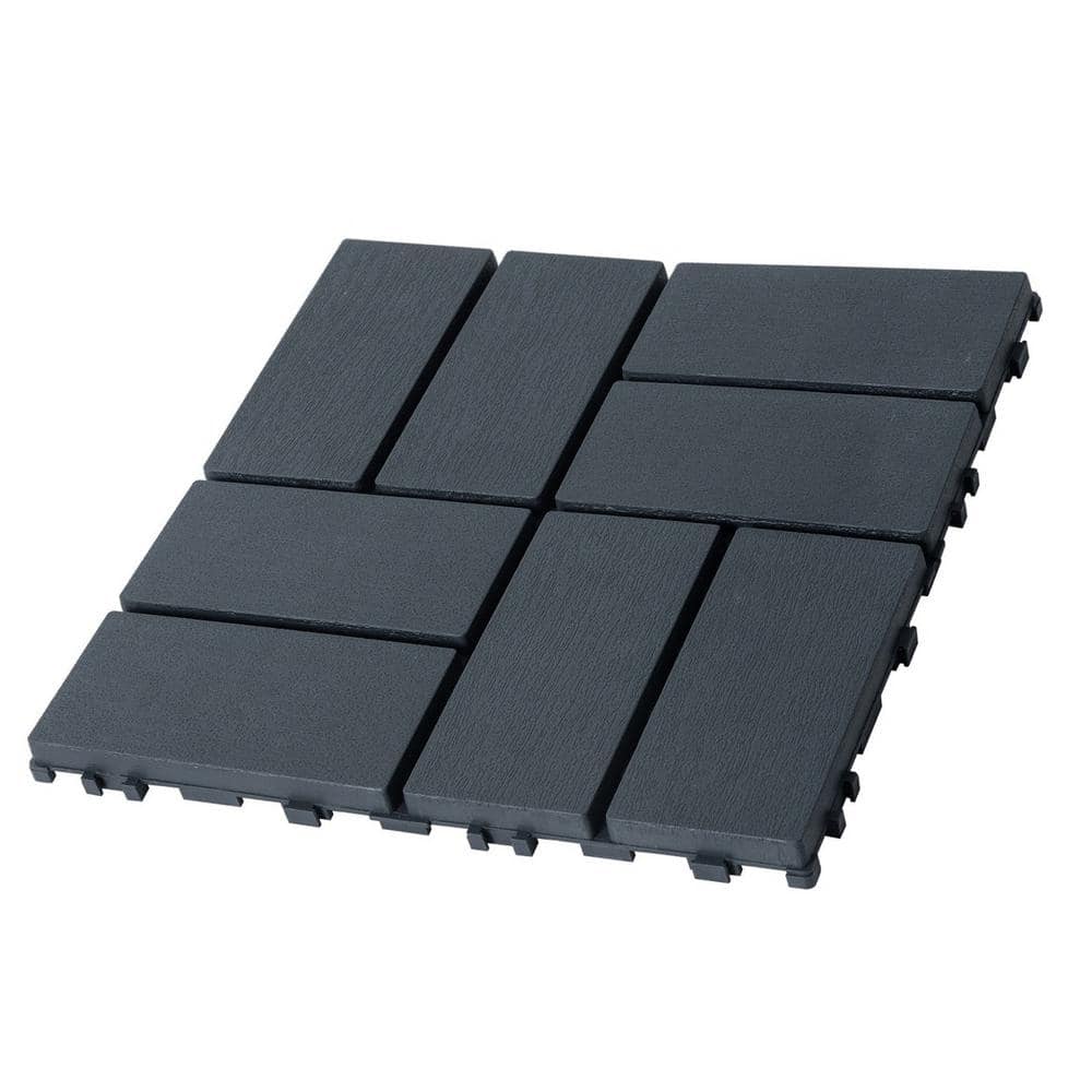 Tidoin Outdoor 1 ft. x 1 ft. Composite Interlocking Tile Deck Tile in Gray(27 Per Box)