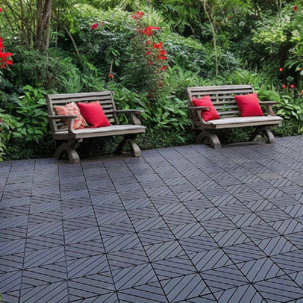 Tidoin Outdoor 1 ft. x 1 ft. Composite Interlocking Tile Deck Tile in Gray(54 Per Box)