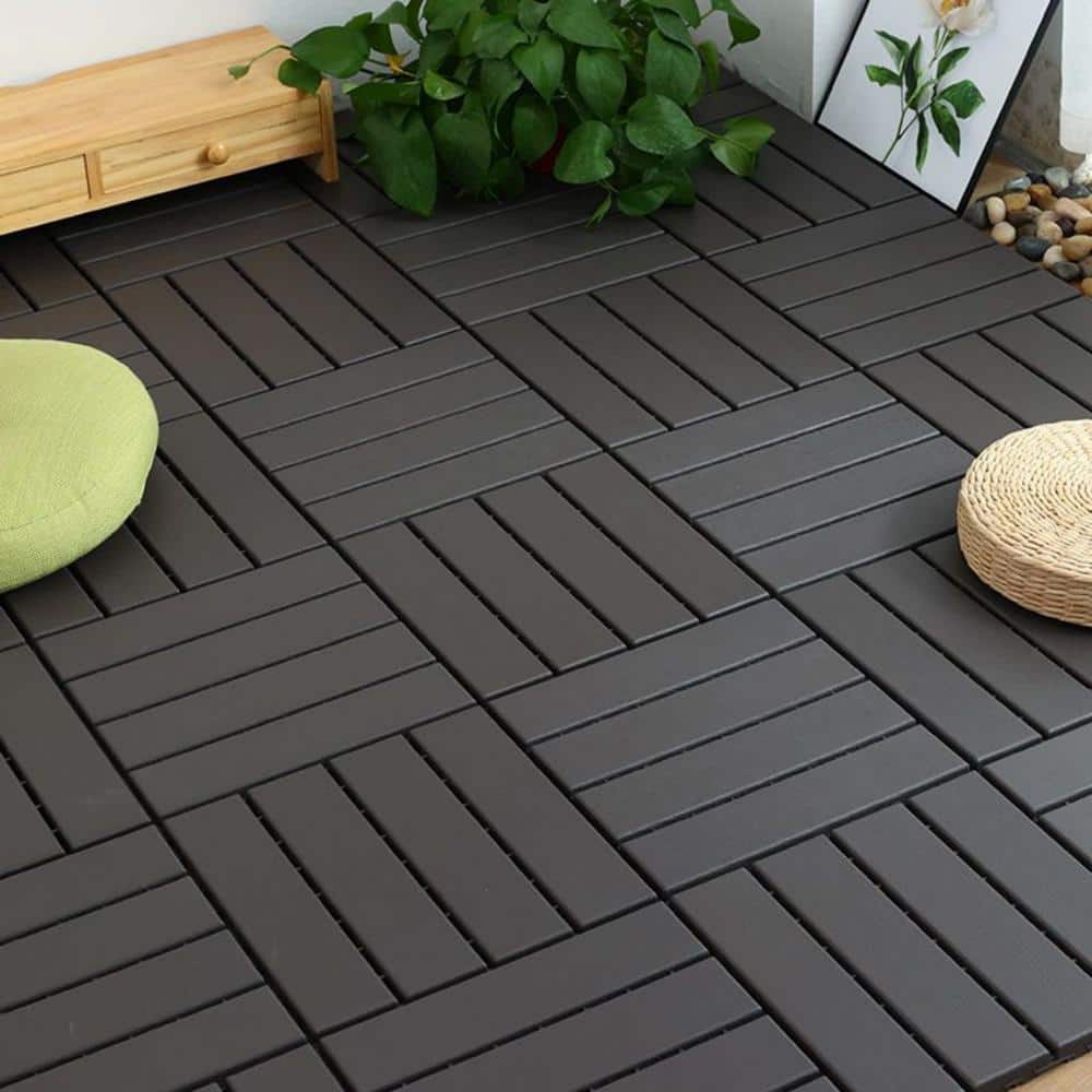 Tidoin Outdoor 1 ft. x 1 ft. Composite Interlocking Tile Deck Tile in Gray(54 Per Box)