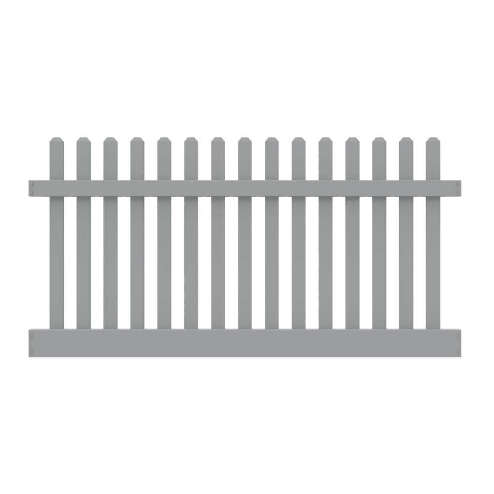 Kettle Straight 4 ft. H x 8 ft. W Gray Picket Vinyl Fence Panel (Unassembled)