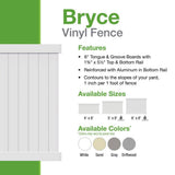 Bryce 6 ft. x 8 ft. Gray Privacy Flat Framed Vinyl Fence Panel
