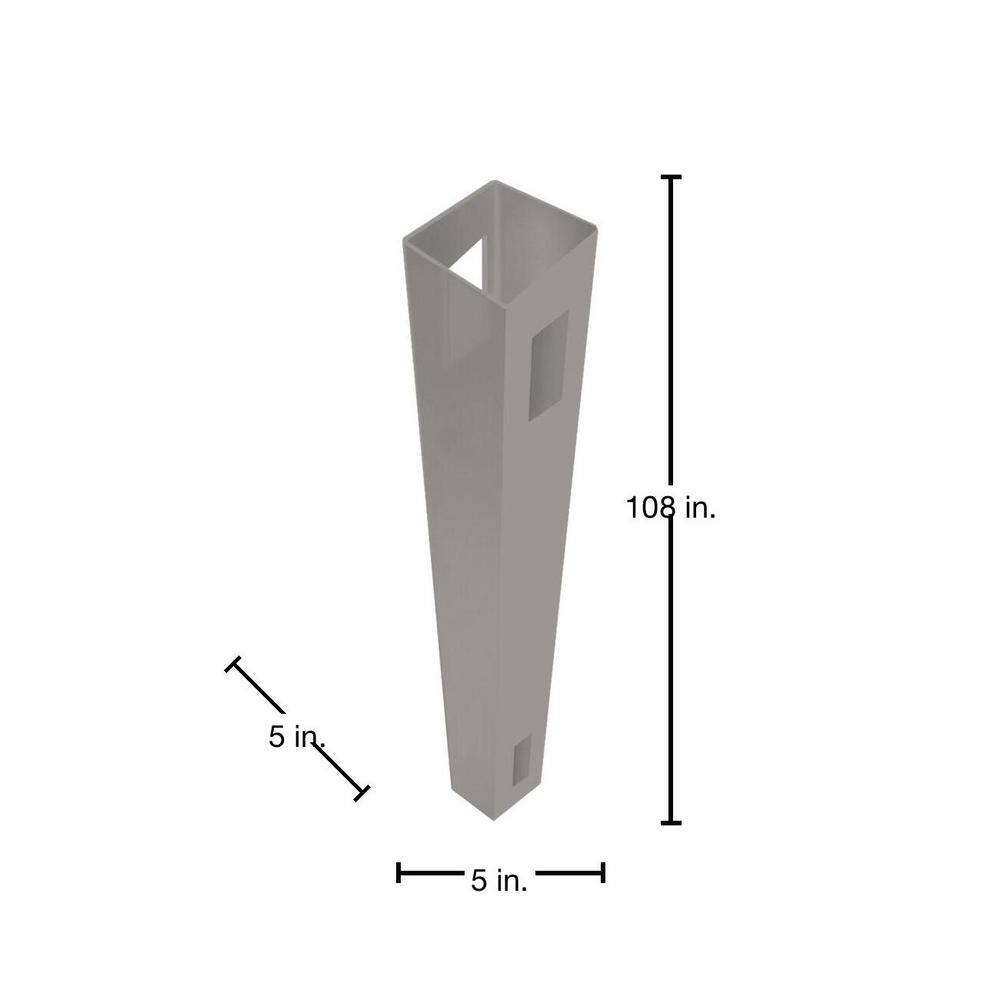 Barrette Outdoor Living Bryce 5x5x108 Gray Vinyl Fence Line Post