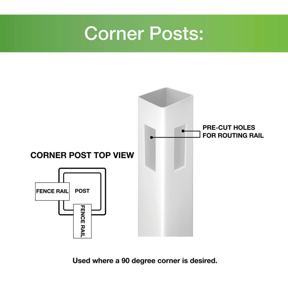 Barrette Outdoor Living Bryce Gray Vinyl Fence Corner Post