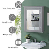WELLFOR 22 in. W x 27 in. H Rectangular Gray MDF Surface Mount Medicine Cabinet with Mirror