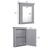 WELLFOR 22 in. W x 27 in. H Rectangular Gray MDF Surface Mount Medicine Cabinet with Mirror