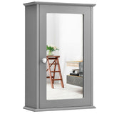 WELLFOR 13.5 in. W x 21 in. H Rectangular Gray MDF Surface Mount Medicine Cabinet with Mirror Door