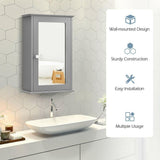 WELLFOR 13.5 in. W x 21 in. H Rectangular Gray MDF Surface Mount Medicine Cabinet with Mirror Door