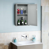 WELLFOR 13.5 in. W x 21 in. H Rectangular Gray MDF Surface Mount Medicine Cabinet with Mirror Door