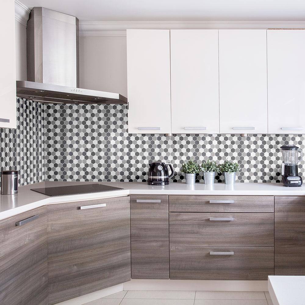 Ink Blot Gray 12.625 in. x 10.875 in. Hexagon Matte Porcelain Wall and Floor Mosaic Tile (14.30 sq. ft./Case)