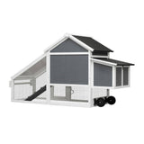 70.86 in. L x 25.98 in. W x 39.37 in. H Removable Wooden Outdoor Chicken Coop Rabbit House Poultry Cage Wheels in Gray