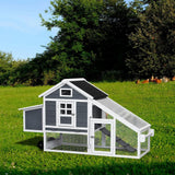 70.86 in. L x 25.98 in. W x 39.37 in. H Removable Wooden Outdoor Chicken Coop Rabbit House Poultry Cage Wheels in Gray