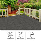 Pure Garden 1 ft. W x 1 ft. L 6 Patio Tiles Woodgrain Wood/Polypropylene Interlocking Deck Tile Flooring in Gray