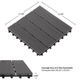 Pure Garden 1 ft. W x 1 ft. L 6 Patio Tiles Woodgrain Wood/Polypropylene Interlocking Deck Tile Flooring in Gray