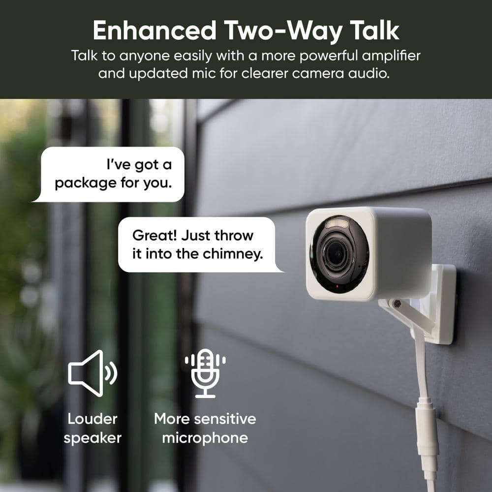 Wyze Cam v4 Wi-Fi 2.5K QHD Indoor/Outdoor Plug-In Smart Home Security Camera, Color Night Vision, 2-Way Audio (Gray)