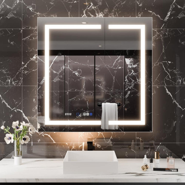 Xspracer Moray 36 in. W x 36 in. H Rectangular Aluminum Recessed or Surface Mount Medicine Cabinet with Mirror and Front&Backlit
