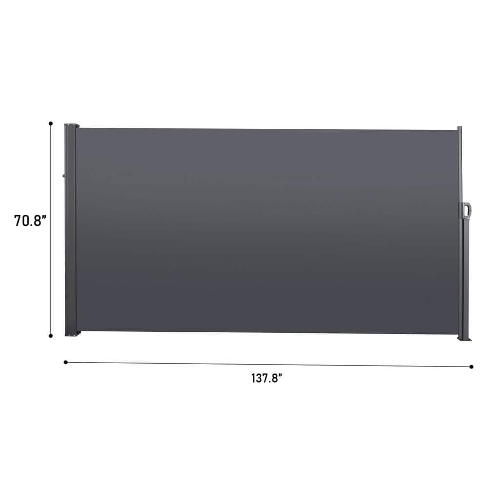 Zeus & Ruta 137.8 in. W x 70.8 in. H Patio Retractable Folding Side Awning Screen Privacy Divider