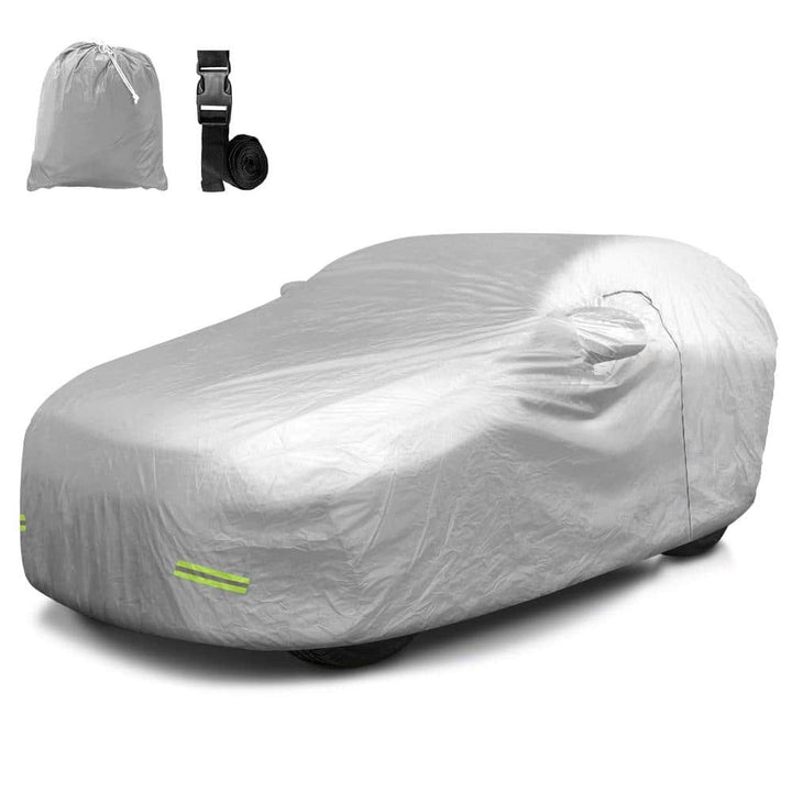 Mockins 190 in. x 75 in. x 72 in. Water Resistant Car Cover with Zipper Door - 190T Silver Polyester - Medium SUV Cover