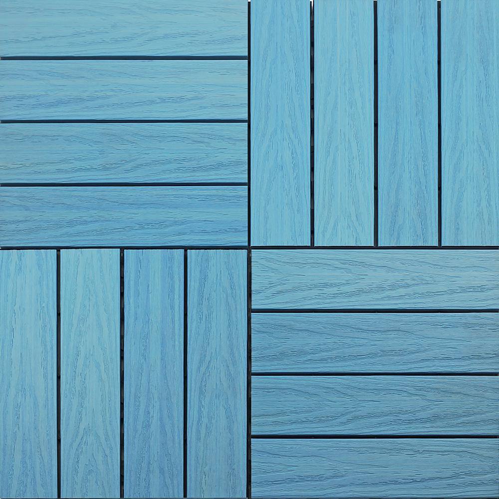 NewTechWood UltraShield Naturale 1 ft. x 1 ft. Quick Deck Outdoor Composite Deck Tile Sample in Grecian Blue