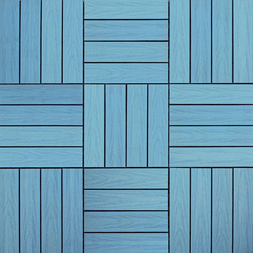 NewTechWood UltraShield Naturale 1 ft. x 1 ft. Quick Deck Outdoor Composite Deck Tile Sample in Grecian Blue