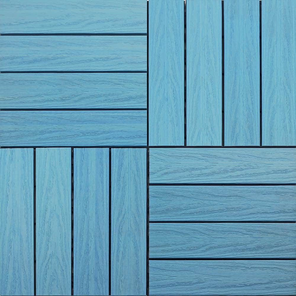 NewTechWood UltraShield Naturale 1 ft. x 1 ft. Quick Deck Outdoor Composite Deck Tile in Grecian Blue (10 sq. ft. Per Box)