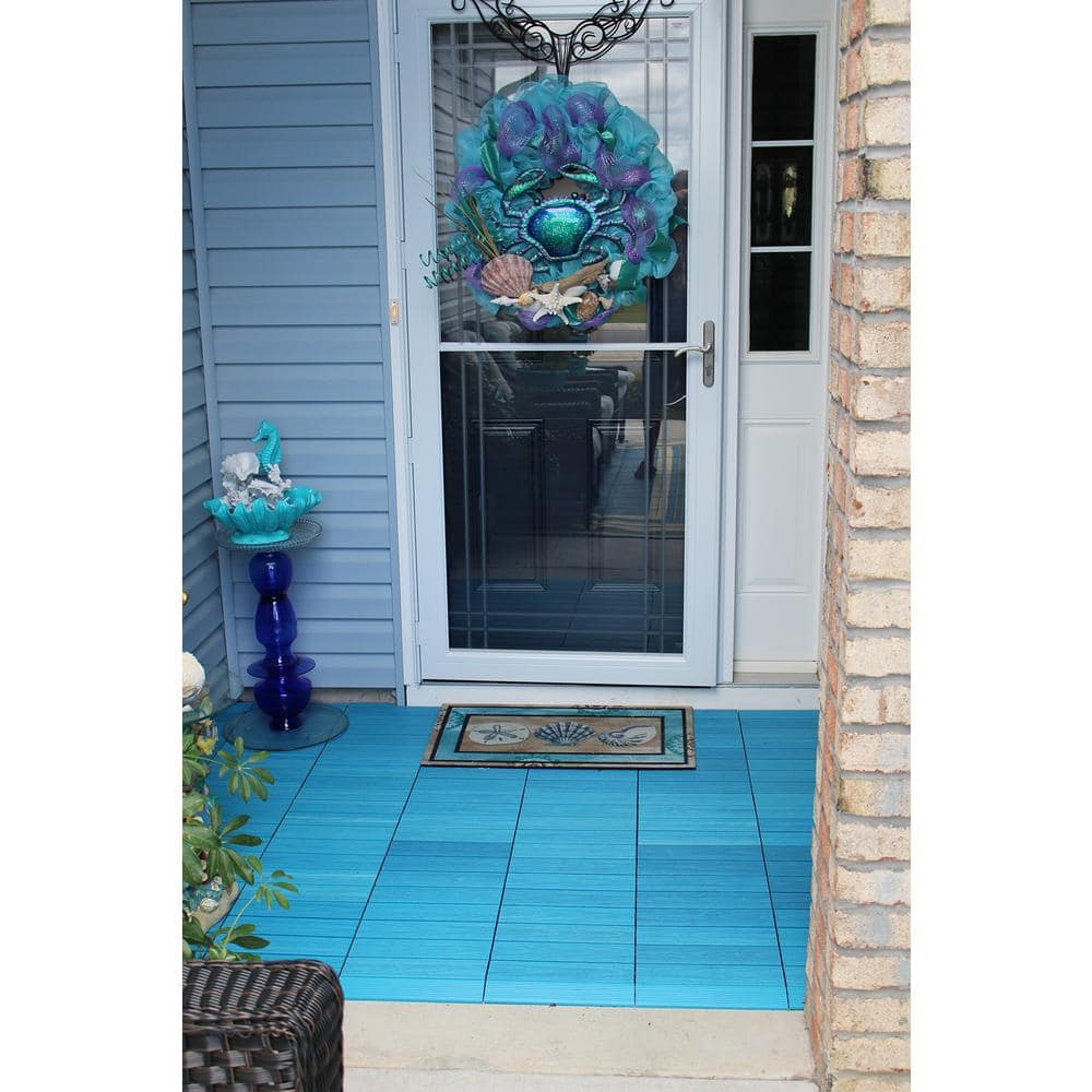 NewTechWood UltraShield Naturale 1 ft. x 1 ft. Quick Deck Outdoor Composite Deck Tile in Grecian Blue (10 sq. ft. Per Box)