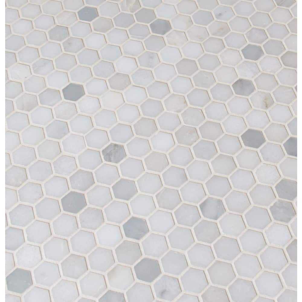 MSI Greecian White Mini Hexagon 11.61 in. x 11.81 in. x 10 mm Polished Marble Mesh-Mounted Mosaic Tile (0.95 sq. ft.)